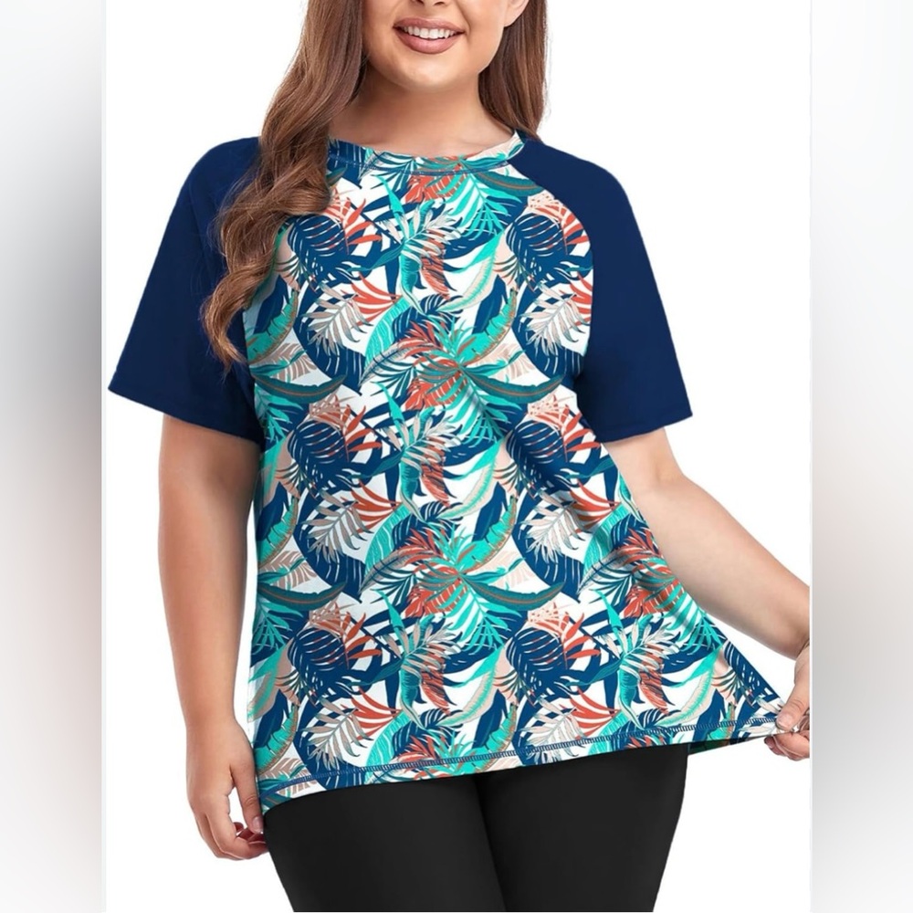 Navy Tropical Print Women’s Swim Coverup